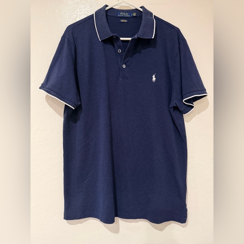 Polo Ralph Lauren Men's Blue Short Sleeve Collared Shirt Size Large